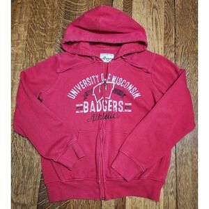 University of Wisconsin Badgers Athletics Red Full Zip Hoodie Women's L  D04